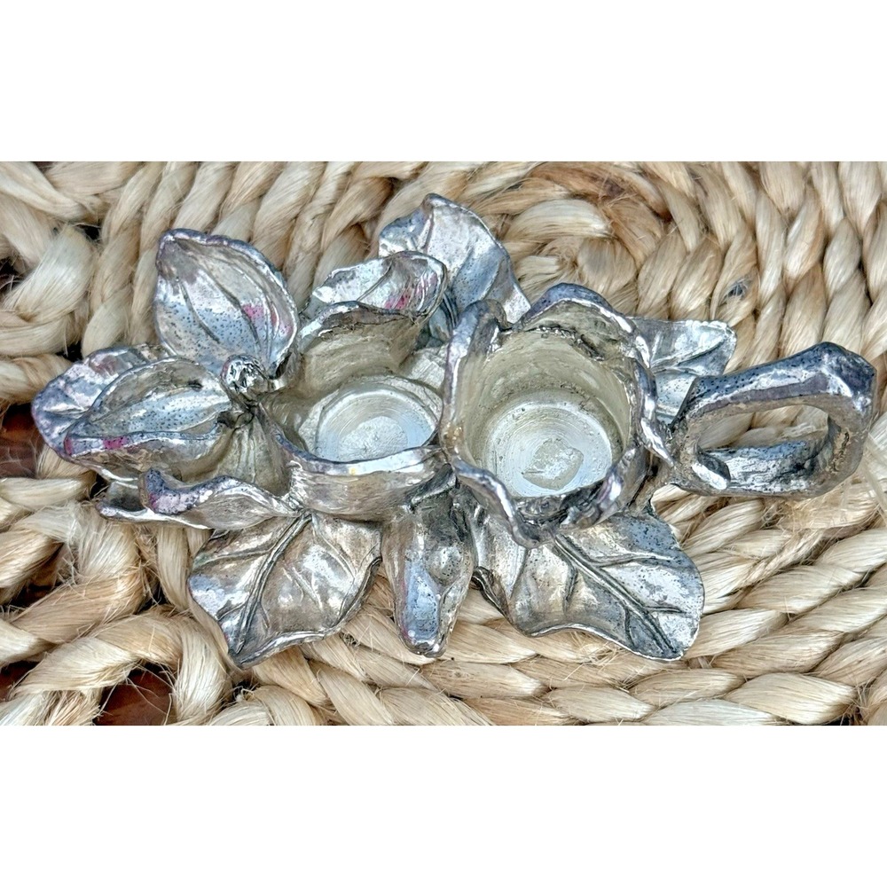 Arthur Court Magnolia Salt Pepper Holder Base 2001 Only Aluminum Floral Fairy - Picture 3 of 6